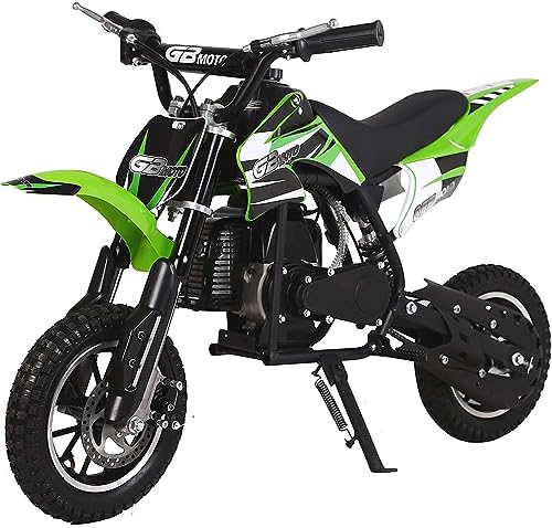 Track Seven 49CC 2-Stroke Kid Dirt Bike,Off Road Gas Powered Dirt Bike,Trail Bike Up to 20Mph,EPA Approved Kids Dirt Bike W/Rear Suspension, Kill Switch, Front & Rear Disc Brake (Green) -  TTWAMOTORDB0001