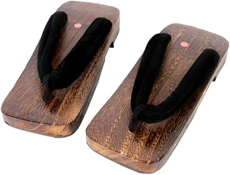 Comfortable Outdoor Flip Flops for Men, Platform Slippers Sandals, Mens Wooden Sandals Close Flip Flops Japanese Traditional Flat Heel Slippers Color Black, Size EUR42