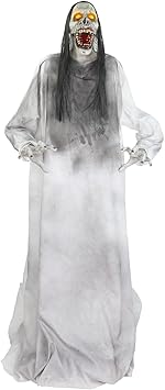 Haunted Hill Farm 5.9 ft. Animatronic Lurching Woman by Tekky, Halloween Animatronic, Scary Indoor House Prop & Decoration, Creepy Occult Horror Decor with Motion-Activated Lights & Sound, Life-Size