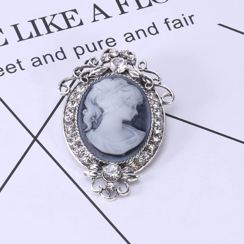 Image of lureme Vintage Elegant Victorian Lady Beauty Cameo with Crystal Brooch Pin (br000017)