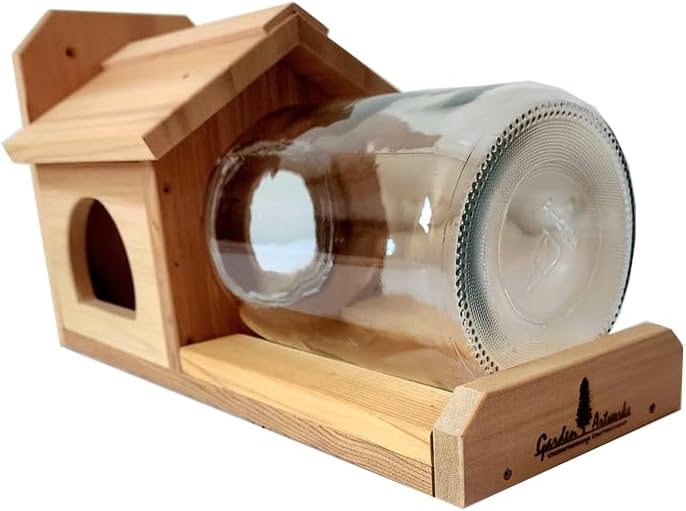 Squirrel Feeder Garden Artworks Squirrel Jar Feeder with One Gallon Glass Jar. Keep Your Squirrels Happy!