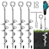 Fabulas Ground Anchors Screw in, 18 Inch Ground Anchors Heavy Duty Metal Earth Auger Anchors Trampoline Stakes Kit High Wind for Swing Set Shed Rv Canopy Gazebo Mobile Home Tree Playground Dog, 4 Pack