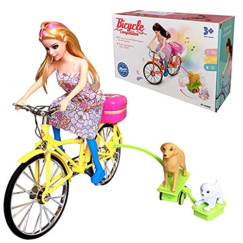 boneca ciclista barb com cachorros Barbie Bicicleta com Pets loira ou morena Boneca Bicicleta A Pilh