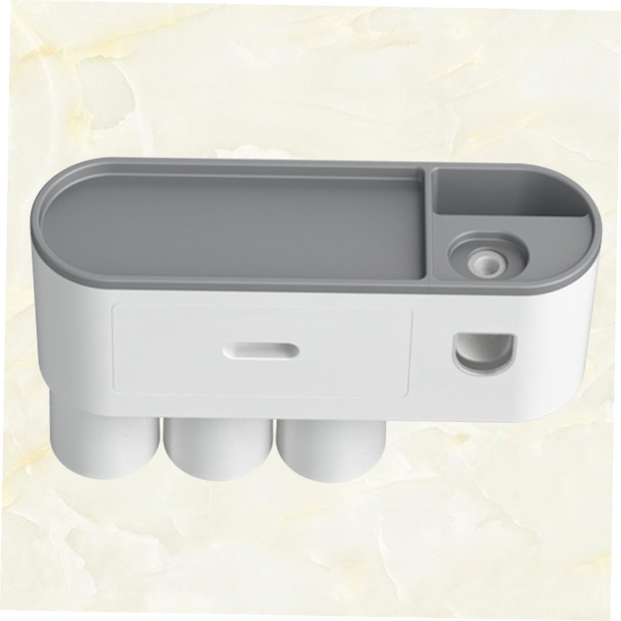 Creative Wall Mounted Toothbrush Holder with Toothpaste Dispenser Space-Saving Abs Bathroom Organizer with Cups Easy Install Drain Rack for Sink and Washroom Storage