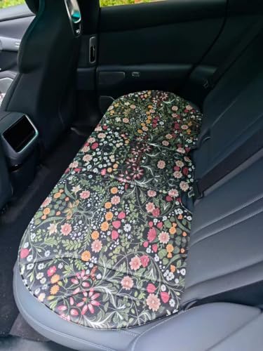 Image of Car Seats Cushions Vintage Green Floral Full Set Car Seats,Soft Seaweed Fiber Surface, Premium Latex Cotton Padding,Non-Slip All-Season Universal Car Seat Protector Pads, Fits All Vehicle Types