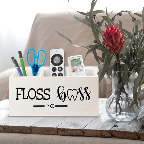 Image of Dentist Dental Hygienist Gifts Wooden Pen Pencil Holder for Office Desk Accessories, Funny Dental Gifts, Floss Boss Makeup Brush Toothbrush Holder Organizer for Bathroom