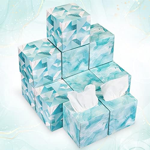 Crtiin 24 Packs Facial Tissues Cube Boxes Marble Designs Tissues Cube Box 2 Ply 80 Sheets Tissues Bulk Upright Face Tissue Box for Household Supplies, Bathroom, Kitchen, Toilet, Car, Travel, Office