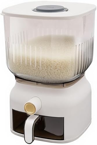 Dispensador de arroz de 13.2 lbs, contenedor grande de almacenamiento de granos sellados con taza de arroz, dispensador de alimentos, organizador de