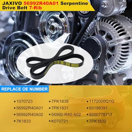 Image of ‎‎56992R40A01 Serpentine Belt V-Ribbed Drive Belt Compatible with 2008-2012 Accord EX /EX-L /LX /LXP LXS 2.4L L4,2011-2012 Accord SE 2.4L L4 Gas,Replace 7PK1835,1070723 72.24 inch Length
