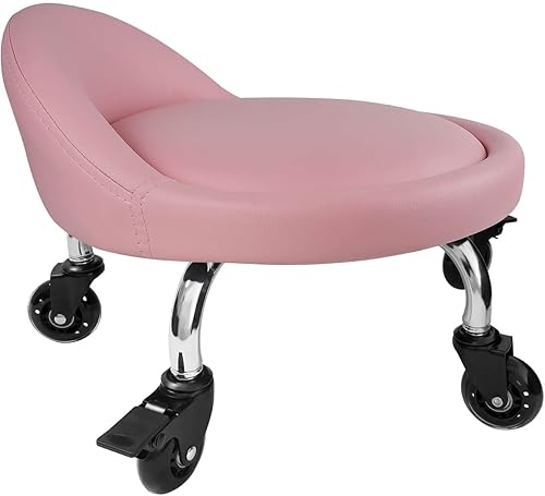 Miniatura 1 de IMMER LIEBEN Taburete rodante con respaldo, taburete enrollable de baja altura con ruedas giratorias universales para oficina en casa, adulto, silla