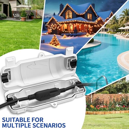 6 Pack Outdoor Extension Cord Safety Cover with Waterproof Seal IP54 Water-Resistant, Weatherproof Electrical Connection Box with 2 Latches, Plug, Socket, Holiday Decoration Light, White by cismorvex - Used condition - Image 6