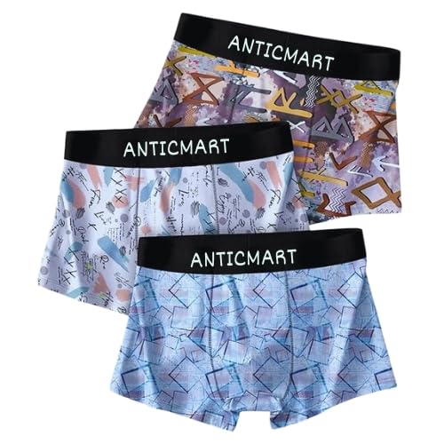 Men’s Printed Boxer Briefs Pack of 3 | Soft Stretch Breathable Trunks Underwear for Men | Multicolor Designer Innerwear-image-47