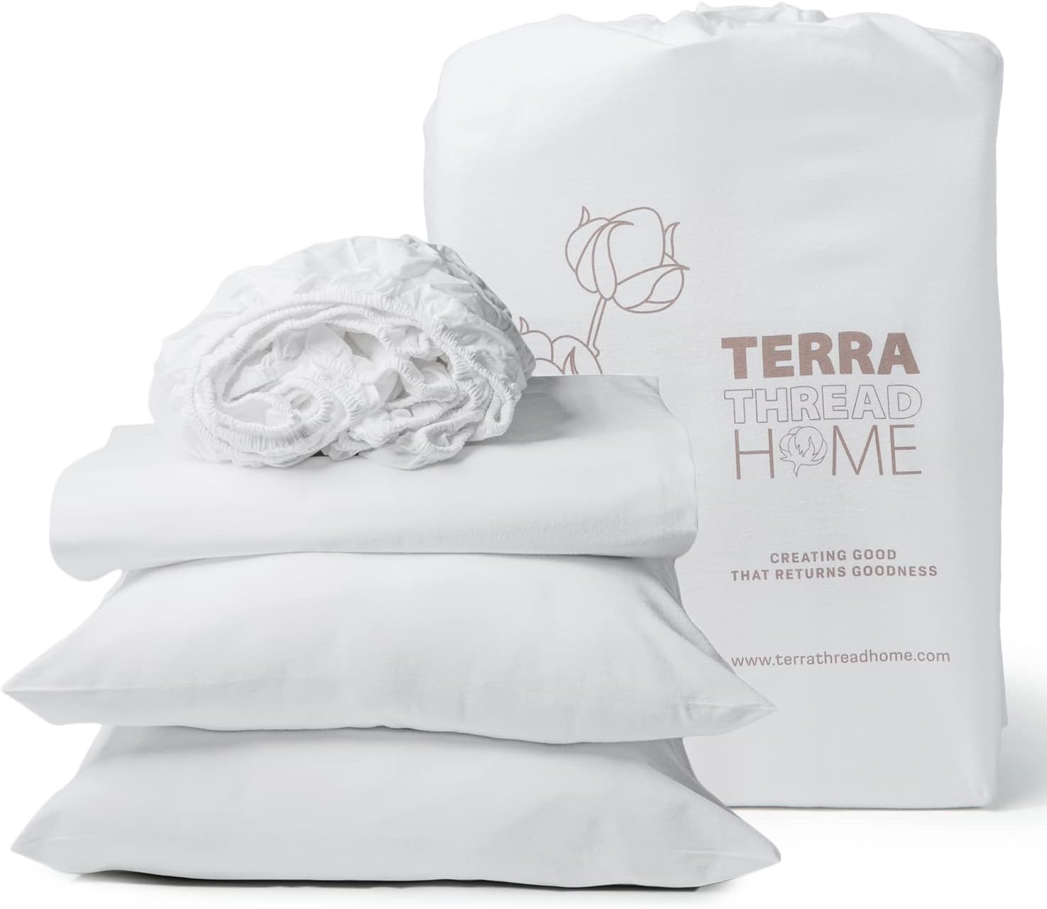 Terra Thread Home Organic Cotton Flannel King Size Sheet Set, Warm