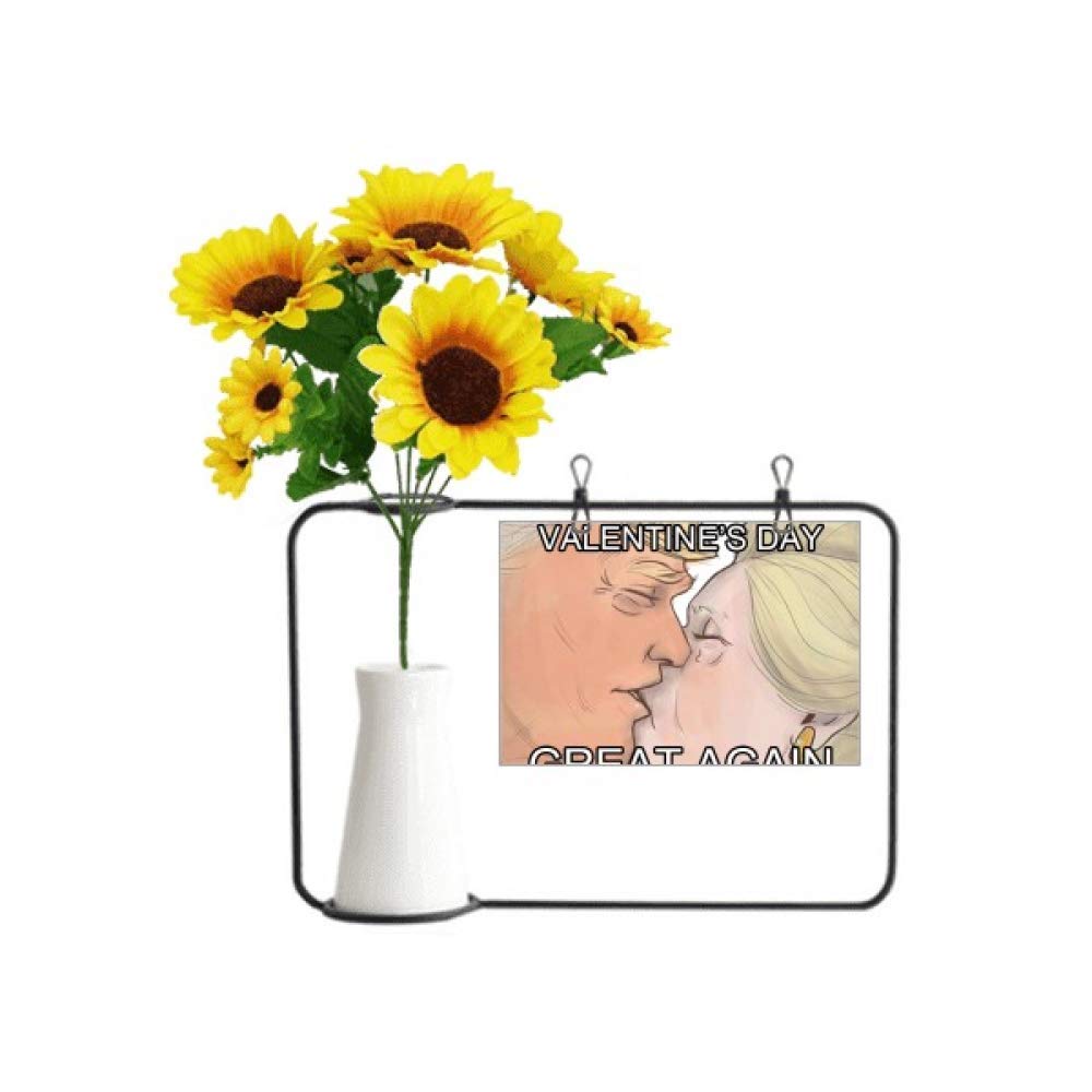 Carte de bénédiction président américain et faux tournesols en vase