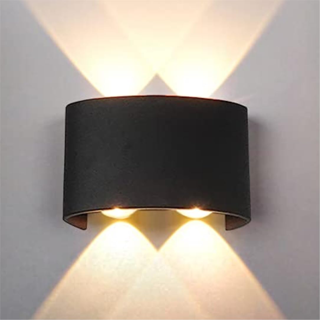LEDDiT Up Down Wall Light | 4 Way 4W Warm White | IP66 Waterproof Outdoor Light | Modern Wall Lamp for Home, Balcony, Gate, Exterior | 2 Year Warranty |Pack of 6
