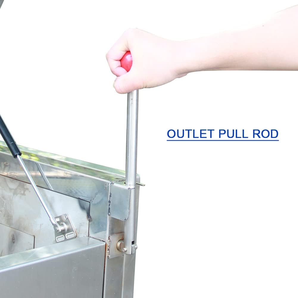 Close-up of the outlet pull rod on the peeler