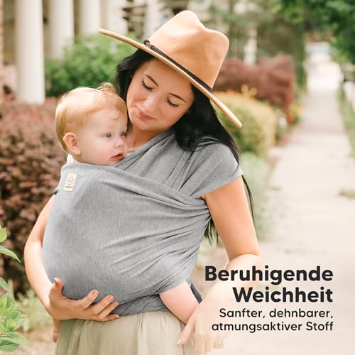 KeaBabies Babytrage Ab Geburt - Atmungsaktive Babytragetücher, Babytrage Neugeborene Ab Geburt, Babytuch Tragetuch Baby Neugeborene, Kleinkind Handfreie Baby Carrier (Classic Gray)