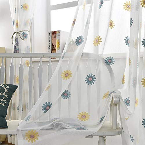 ZYY-Home curtain Flores Lino Visillos Cortinas Bordado Pastoral Voiles