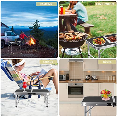 Folding Camping Table With Carrying Handle Anbte Aluminum 24" X 16" Adjustable Lightweight Portable Camping Table Waterproof For Outdoor Indoor Picnic Beach Kitchen Picnic Backyard #TOP2