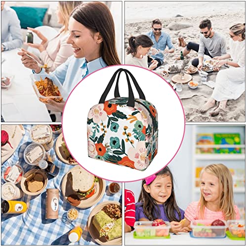 Canesert Lunch Bag With Pocket For Teen Colorful Floral Insulated Lunch Box Cooler Thermal Waterproof Reusable Tote Bag For Women Travel Work Hiking Picnic #TOP5