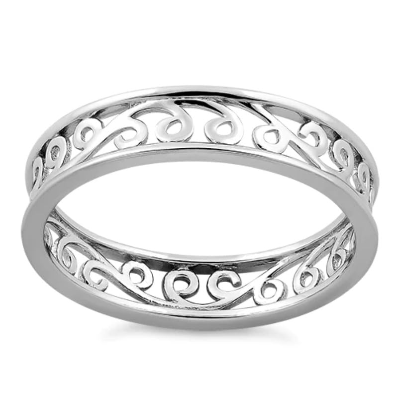 Bague tourbillon argent sterling 925 massif anneau fin empilable