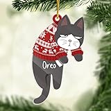 Pawfect House Meowy Christmas Birthday Gifts for Cat Lovers, Funny Cat Mom, Cat Dad Gifts, Pet Christmas Ornaments, Personalized Acrylic Cat Christmas Tree Ornament, Christmas Decorations, Cat Décor