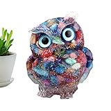 Generisch Kristalle Eule, Edelstein-Tierfiguren, Eulen-Statuen - Handgeschnitzte Kristall-Eulenfigur für Wohnzimmer, Bücherregal, Kamin, Büros, TV-Ständer