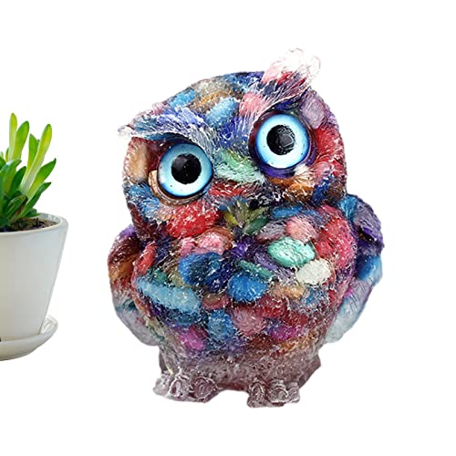 Generisch Kristalle Eule, Edelstein-Tierfiguren, Eulen-Statuen - Handgeschnitzte Kristall-Eulenfigur für Wohnzimmer, Bücherregal, Kamin, Büros, TV-Ständer