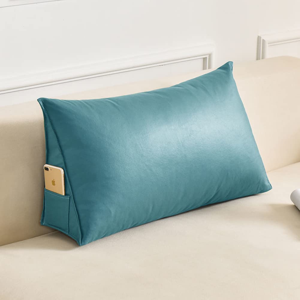 YUR Luxurious Triangle Sofa Back Cushion for Bed Reading Pillow,Waterproof Faux Leather Cover,Large Waist Support Pillow Backrest Support