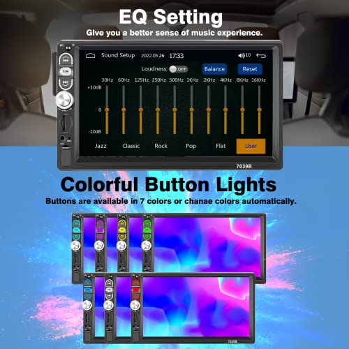 7 Inch Single Din Car Stereo Apple CarPlay Android Auto, 1 Din Touchscreen Radio Car Play Radio with Bluetooth Backup Camera AUX USB TF SD Slot SWC EQ Backlight Remote Control