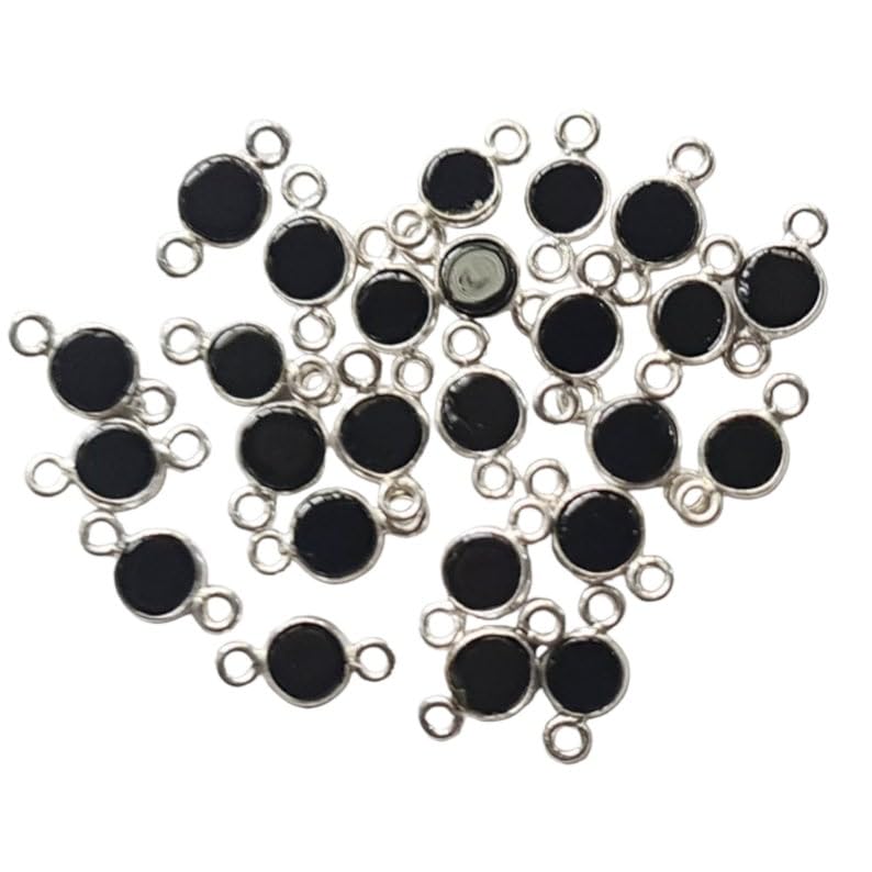 Onyx noir connecteurs ronds en argent parfaits pour créer vos bracelets d'été faits main