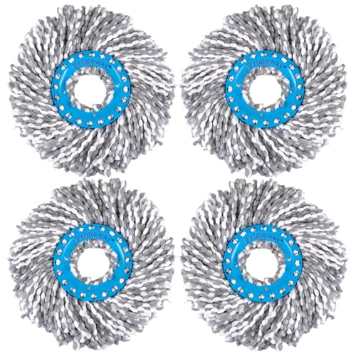 Image of Primeway Polyester Water Absorbent Microfibre Spin Mop Refills | Dense Replacement Mop Heads | Floor Pocha Mop Cloth | XL | 38cm | 115 Grams Each | 4 Pcs (Grey)
