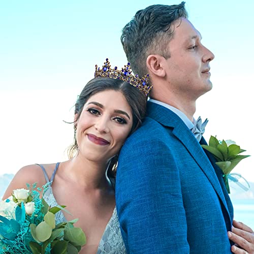 Dzrybnxf Baroque Queen Crystal Crown Bridal Tiaras And Crowns For Women, Crystal Crown Vintage Princess Tiara Rhinestone (Blue) #TOP1