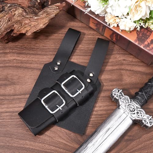 Image of GORGECRAFT Brown Sword Holster PU Leather Medieval Retro Dagger Adjustable Protective Cover Case Shoulder Back Sheath Bu
