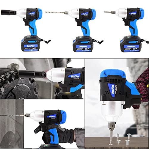 3 in 1 Akku Schlagschrauber 1/2 Zoll & 420Nm Drehmoment Akku Bohrschrauber & Akkuschrauber mit 6.0 Ah Akku, LED-Arbeitslicht, 18V Akku Drehschlagschrauber mit Koffer und 16pcs Zubehör – Bild 7