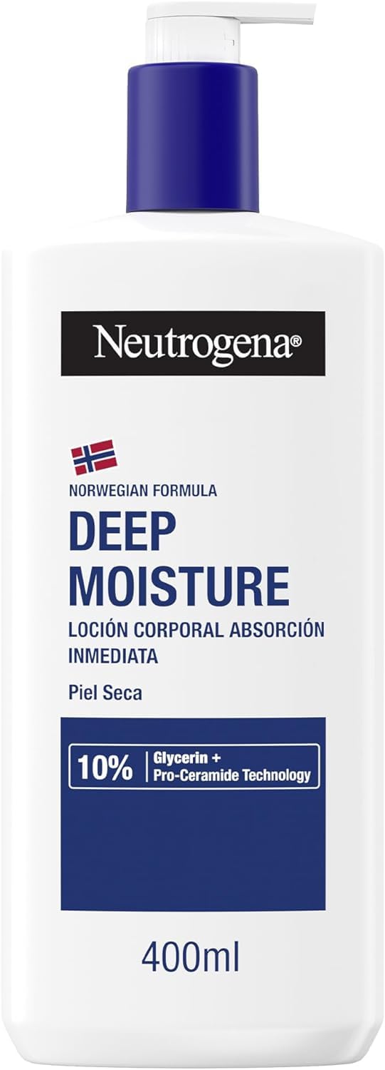 Neutrogena Loción Corporal Hidratación Profunda Fórmula Noruega para piel seca (400 ml), crema hidratante corporal con tecnología Pro-Ceramida y Glicerina