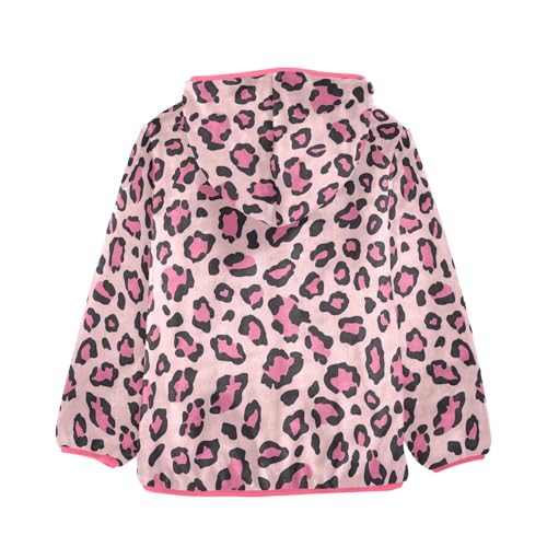 Pink Leopard Print Girls Fleece Jacket Girls Fall Jacket Girl Coats Zip Up Hoodie Children Sherpa Warm Outerwear 2-10T2