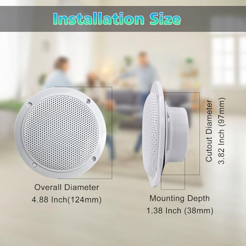 Haut-parleurs de plafond Bluetooth étanches 10.2 cm blancs STUDIOFINIX - 5