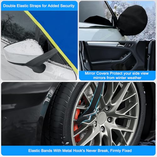 Image of Windshield Cover for Ice and Snow,【Premium Heavy Duty Durable Oxford Fabric for Super Protection!】 Windshield Snow Cover Against Frost with Panels & Straps, Fit for Most Cars, SUVs &Trucks (70 inchx 50 inch)