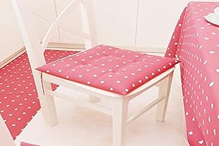 PETTI Artigiani Italiani - Cuscini per Sedia Cucina 4 punti Set da 6 Pezzi, Copricuscini Sedia in Cotone con Laccetti 40x40 cm - Set da 6 Disegno Cuoricini Rosso 100% Made in Italy