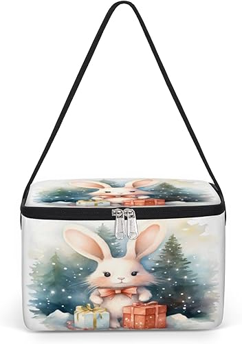 Bolsa de almuerzo aislada con temática clásica de invierno para mujer, reutilizable, bolsa de comida cuadrada para adultos y hombres, lonchera más