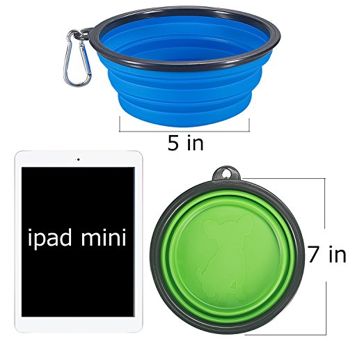 Comsun 2-Pack Extra Large Size Collapsible Dog Bowl, Foldable Expandable Cup Dish For Pet Cat Food Water Feeding Portable Travel Bowl Blue And Green #TOP1