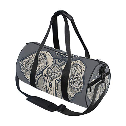 Sports Gym Duffle Bag Bohemian Style Elephant Travel Luggage for Men Women