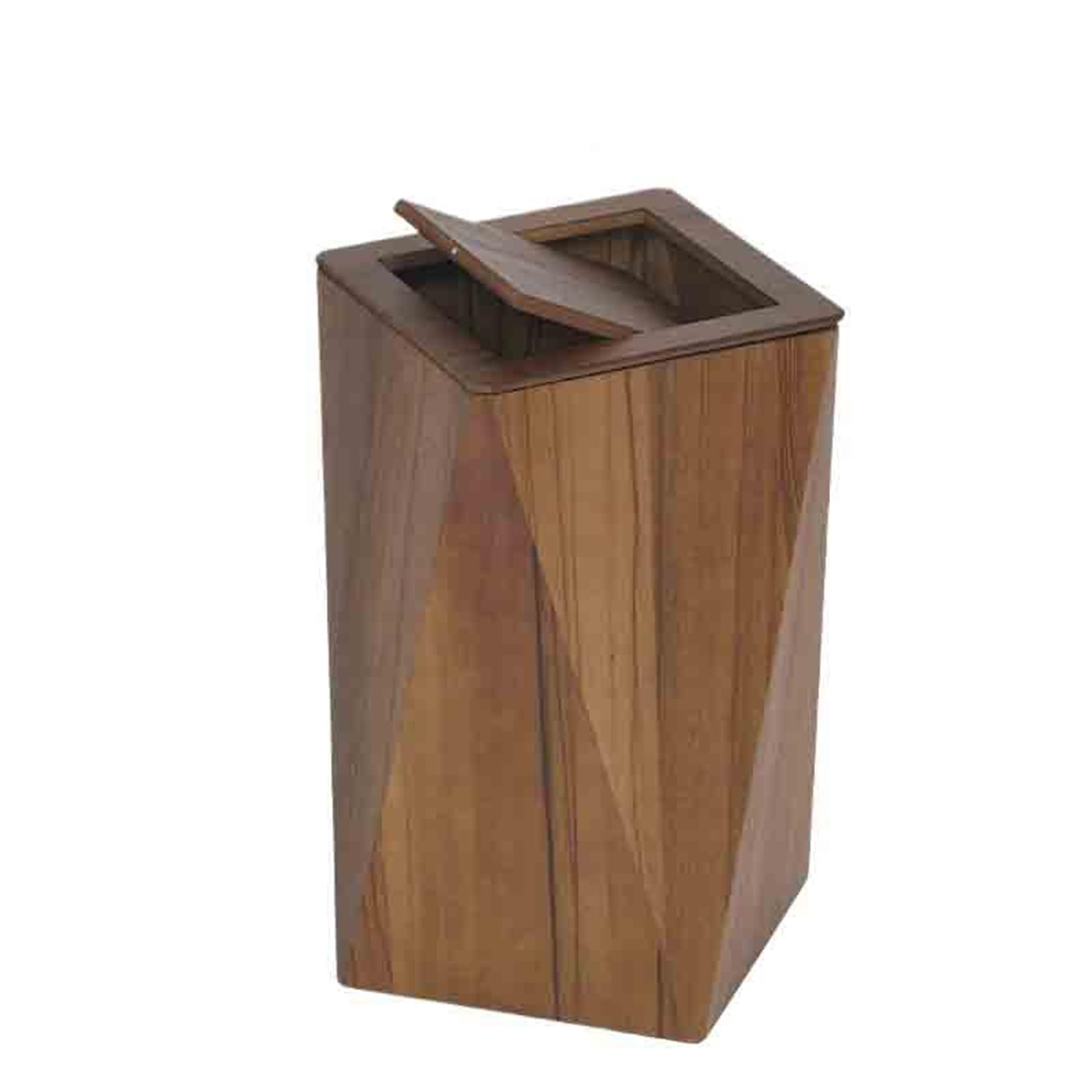 ZYYANSHOP Trash Cans Walnut Trash Can With Lid For Commercial Hotel Office Home And Guesthouse Use Wastebasket Garbage(Small)