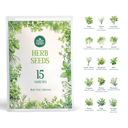 Simply Garden Grow Your Own Herb Garden Kit 15 Herb Variety Seeds Seeds for Planting UK Basil Chives Coriander Mint Oregano Parsley Rosemary Thyme Gardening Gift for Men Women Kids