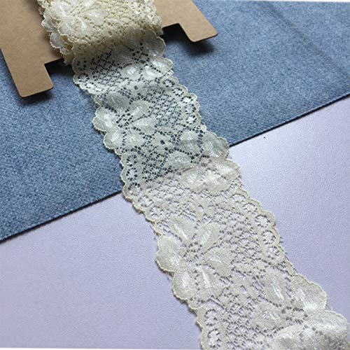 Lace Realm 2.5″×10 Yards Stretch Floral Pattern Lace Ribbon Trim Lace For Headbands Garters Decorating Floral Designing & Crafts (Ivory)… #TOP14