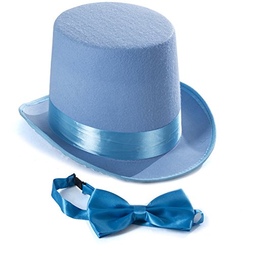 Tigerdoe Top Hat Costume - Top Hat With Bow Tie - Adult Costume Set -Costume Hats (Light Blue) #TOP22