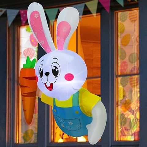 Juegoal Easter Window Inflatable Cute Bunny Cover
