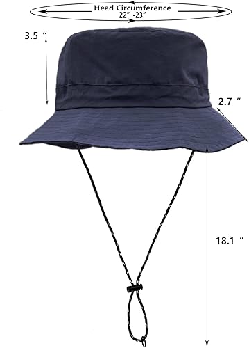 Miniatura 10 de woogwin Sombrero de lluvia impermeable con correa para la barbilla de secado rápido plegable Boonie sombrero de sol sombrero safari sombrero