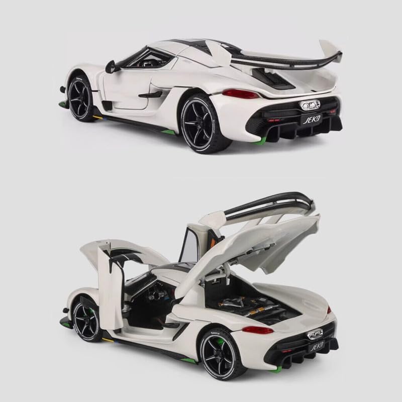 Image of 1:24 Koenigseggg Jesko Sport Alloy Metal Pull Back Die-cast Car Openable 2 Doors and Light Music Toy Car for Kids (1:24 Koenigseggg - White)